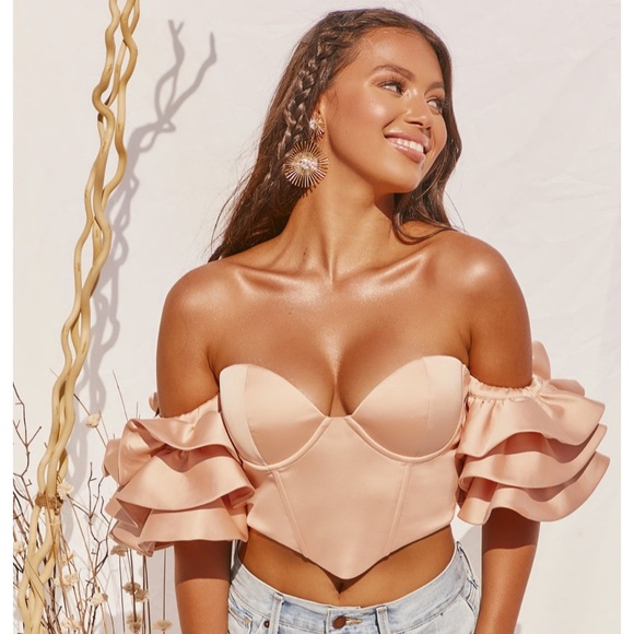 Oh Polly Tops - Oh Polly sweet bliss Bardot crop top